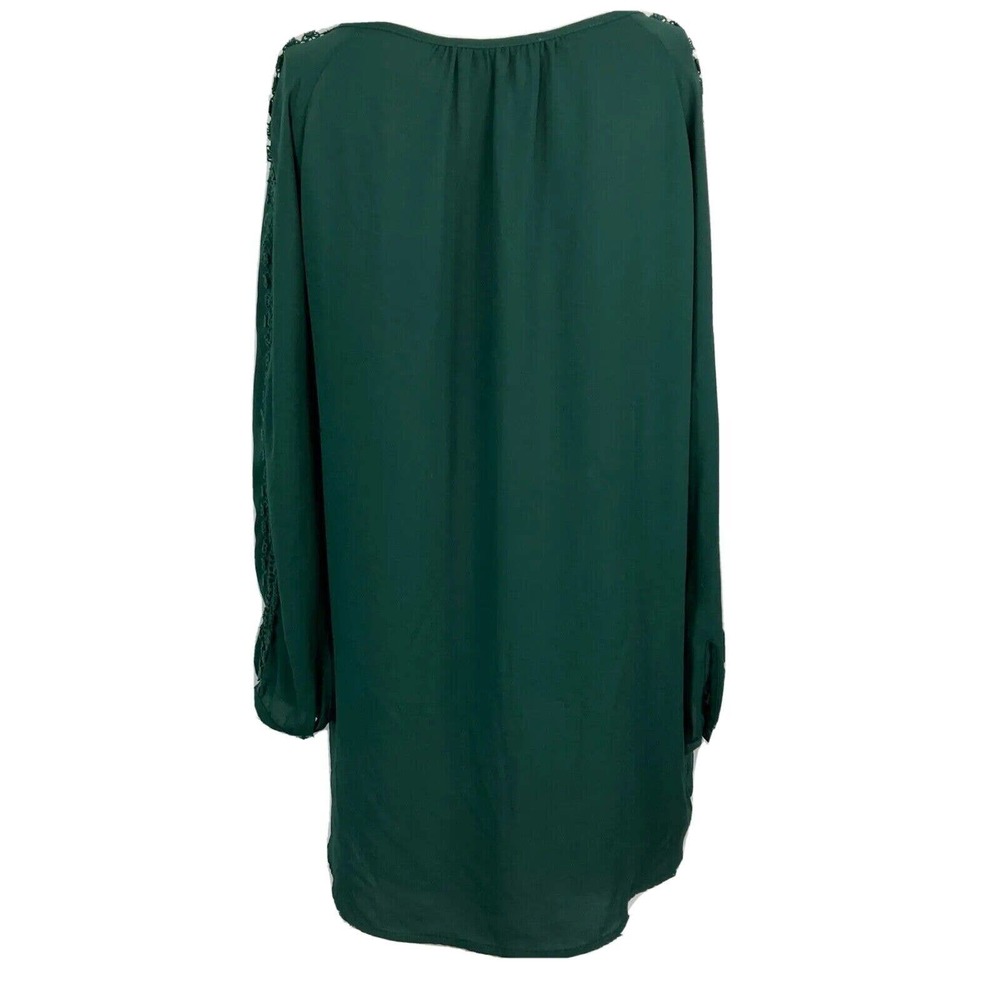 41 Hawthorn Shirt Womens Sz M Green Pleated Crochet 3/4 Sleeve‎ V- Neck Tunic - Picture 2 of 8